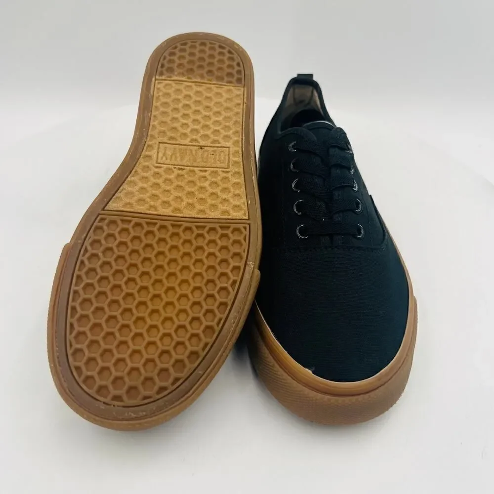 Old Navy Black Jack Canvas Lace-Up Black Tan Sole Sneakers for Kids Size 5